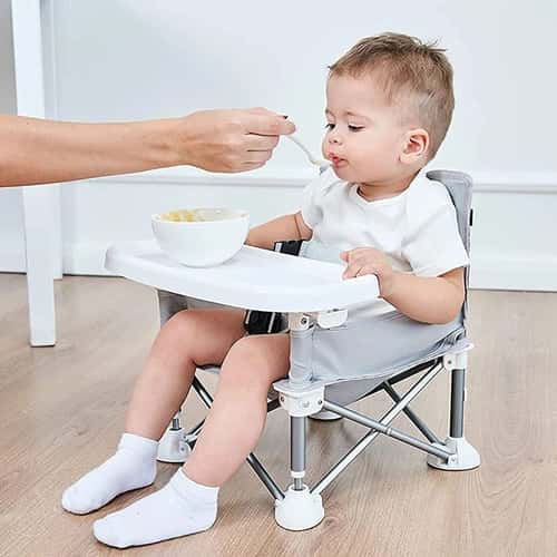 Portable Foldable Baby Dining Chair with Tray and Safety Belt for Travel & Outdoor Use