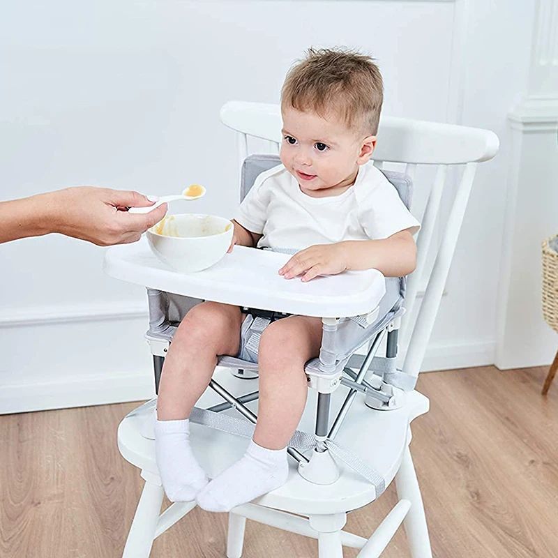 Portable Foldable Baby Dining Chair With Tray And Safety Belt For Travel Outdoor Use 1