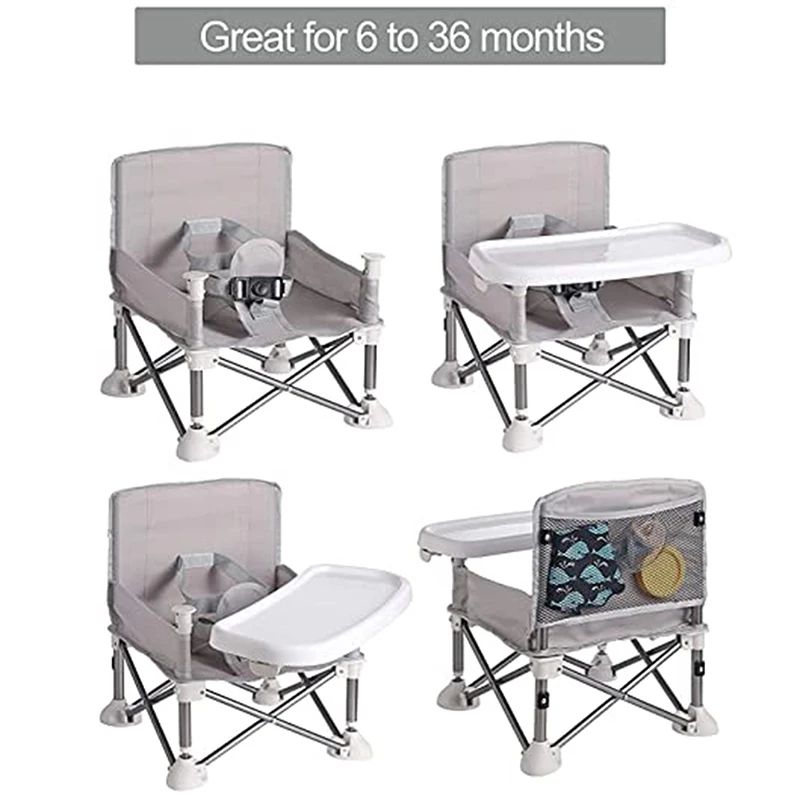 Portable Foldable Baby Dining Chair With Tray And Safety Belt For Travel Outdoor Use 5