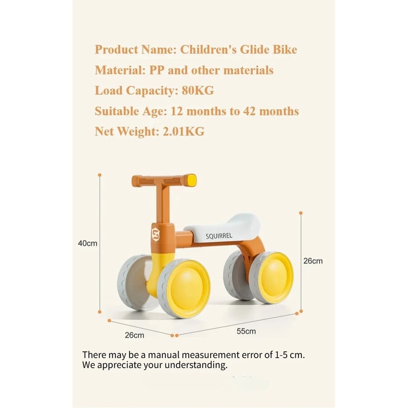 4Wheel Baby Balance Bike Trainer For Toddlers Ages 13 6