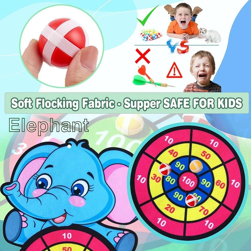 Cartoon Animal Kids Dart Board With Sticky Balls Indoor Outdoor Toss Game 1
