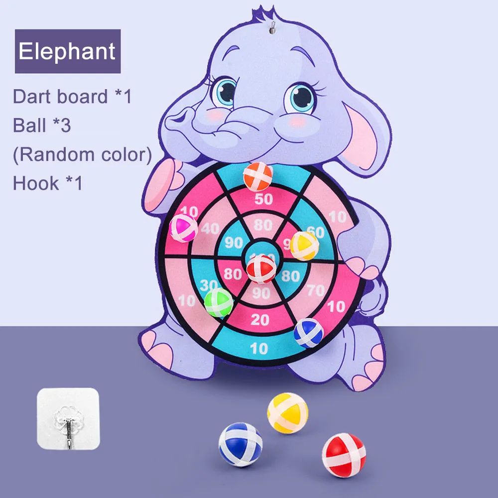 Cartoon Animal Kids Dart Board With Sticky Balls Indoor Outdoor Toss Game 4