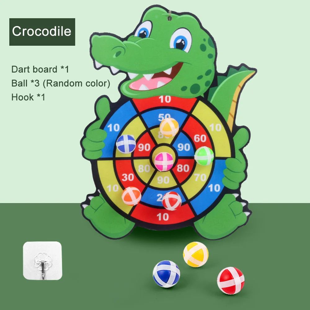 Cartoon Animal Kids Dart Board With Sticky Balls Indoor Outdoor Toss Game 5