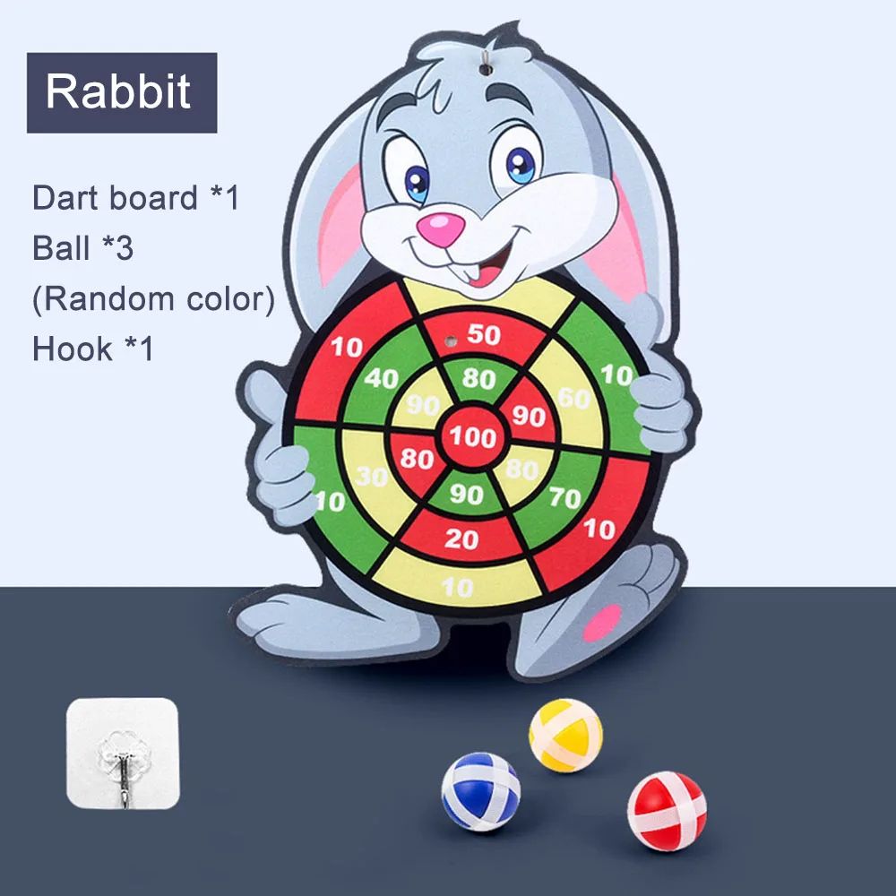 Cartoon Animal Kids Dart Board With Sticky Balls Indoor Outdoor Toss Game 7