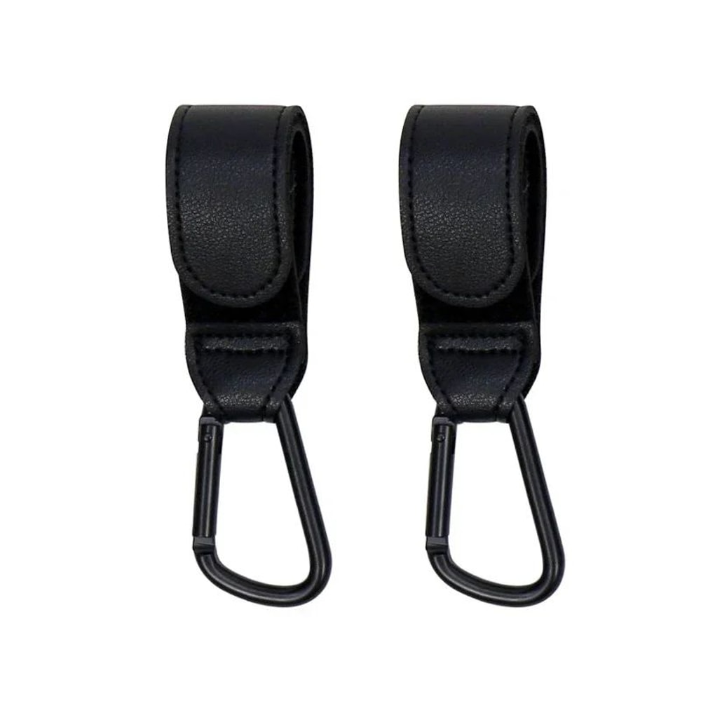 Premium Leather Stroller Hooks Set For Easy Diaper Bag Organization 9