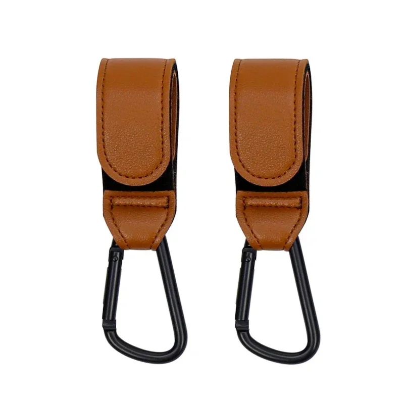 Premium Leather Stroller Hooks Set For Easy Diaper Bag Organization 8