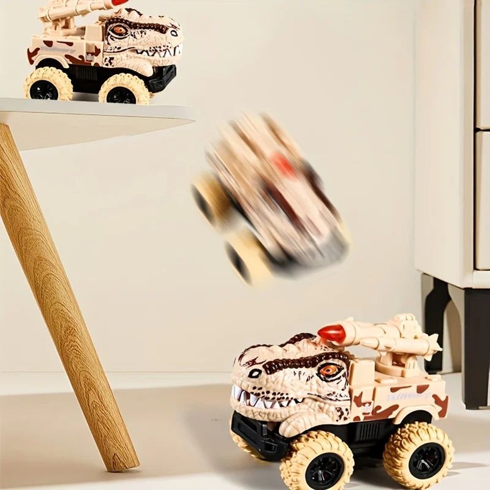 Pull Back Dinosaur Truck Toy With Dino Figures Interactive Dino Transport Truck Toy For Kids 2