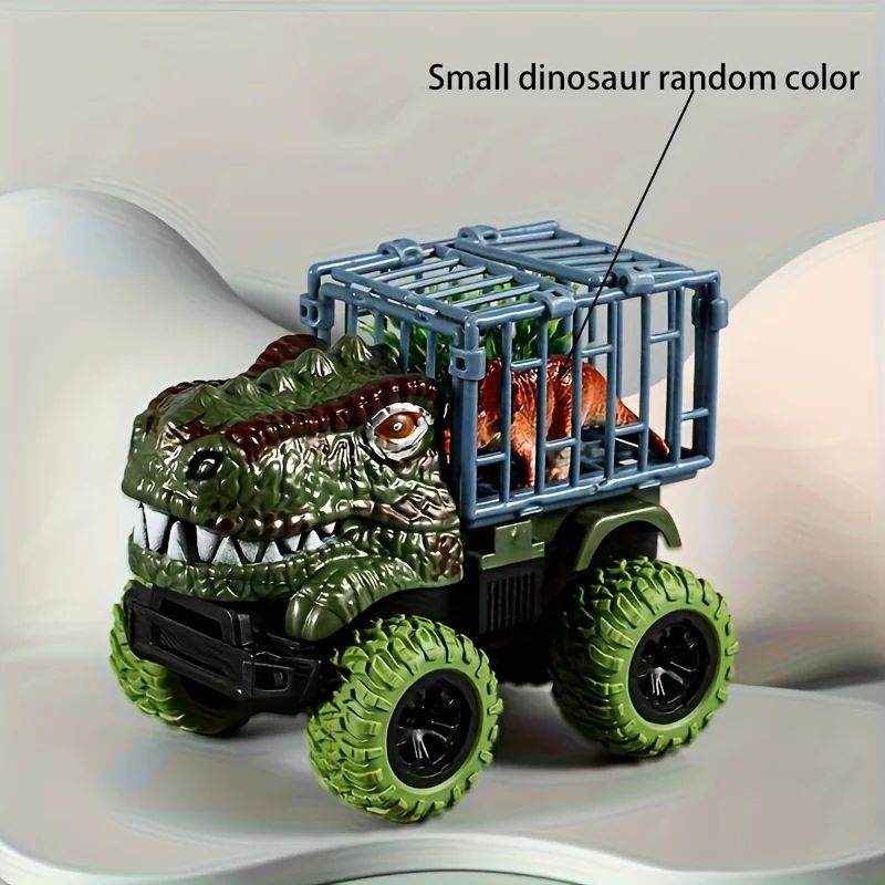 Pull Back Dinosaur Truck Toy With Dino Figures Interactive Dino Transport Truck Toy For Kids 6