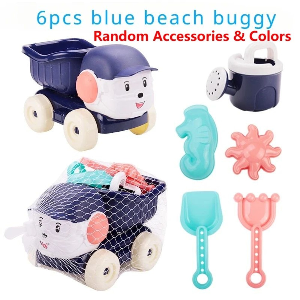 Kids Beach Toy Set Sand Play Kit With Bucket Wheel Molds For Outdoor Fun 8