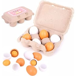 montessori wooden egg toy set – realistic pretend play food set for kids kitchen learning