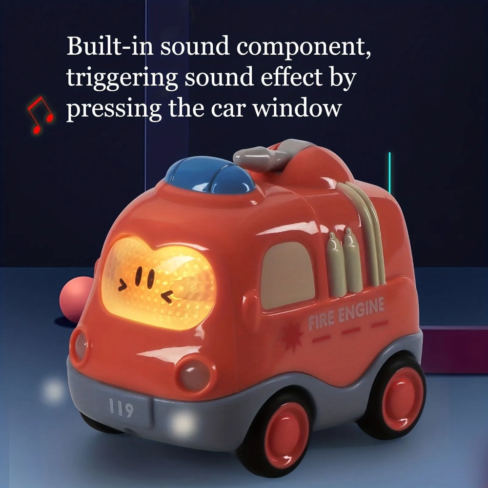 Pull Back Emergency Vehicle Toy Set With Lights Sound For Toddlers 1