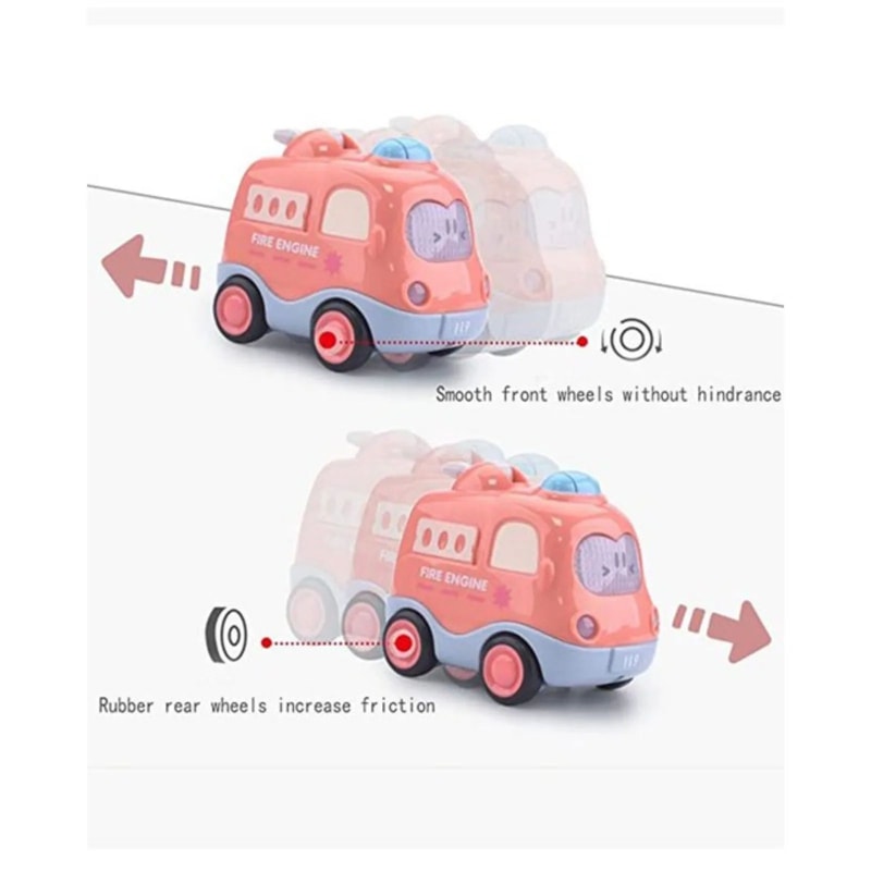 Pull Back Emergency Vehicle Toy Set With Lights Sound For Toddlers 5