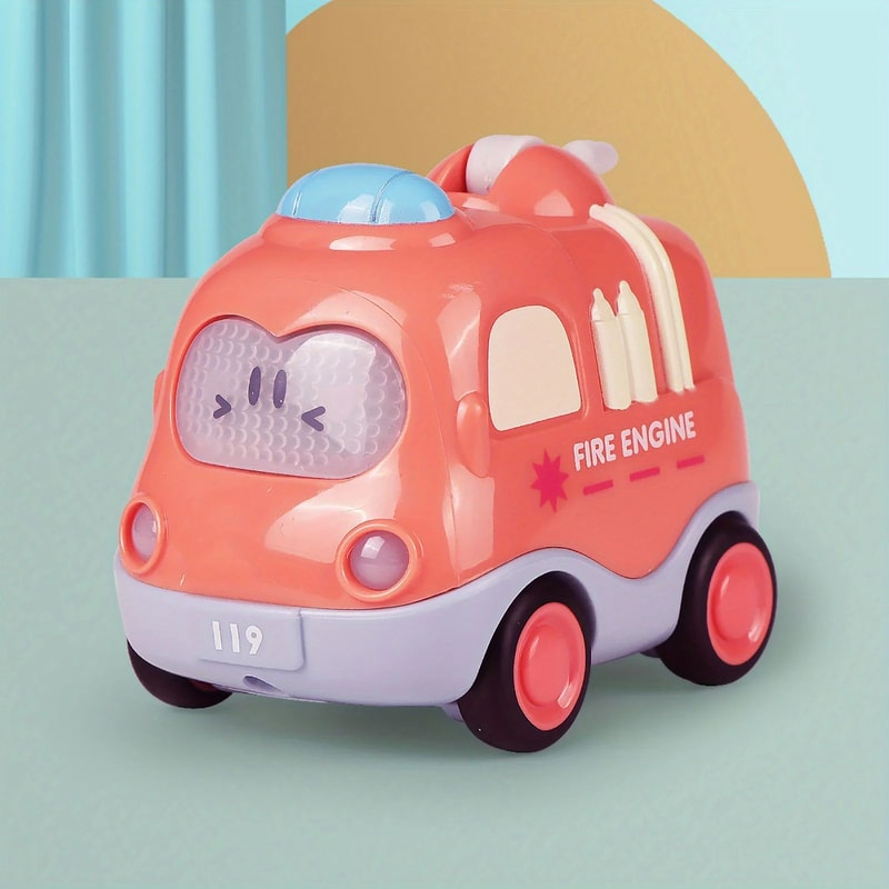 Pull Back Emergency Vehicle Toy Set With Lights Sound For Toddlers 8