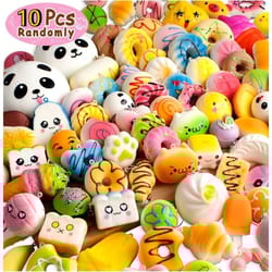 10-piece mini bread squishy keychain set, kawaii soft food sensory toys