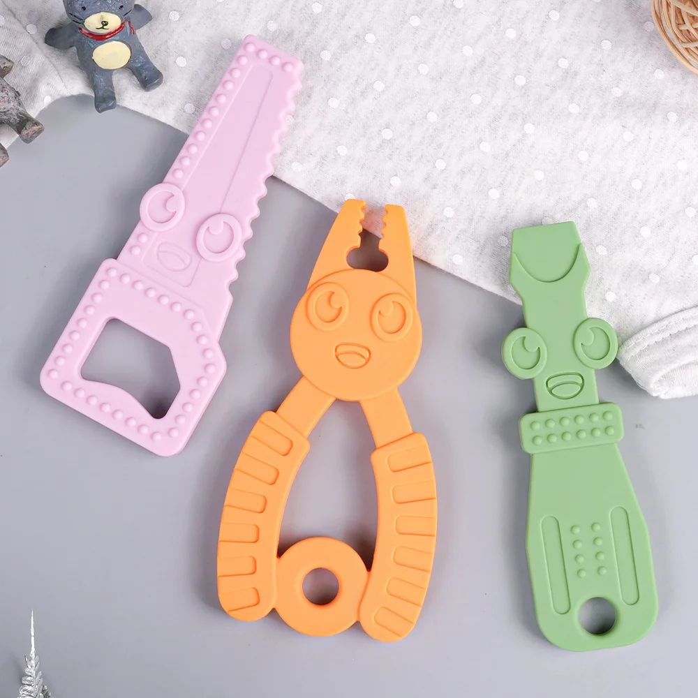 Baby Silicone Teether Wrench Set Food Grade Safe Chewing Toy For Infants 7