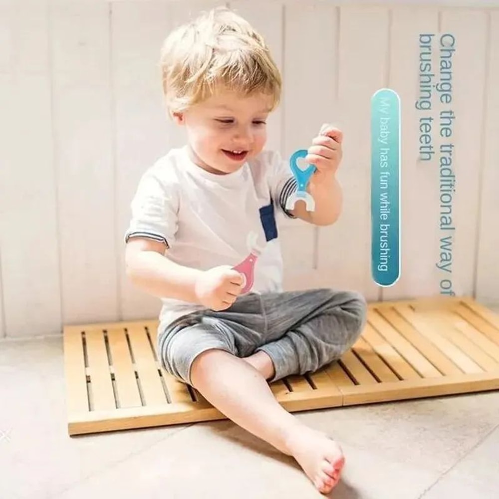 UShaped Kids Toothbrush 2Pack 360 Silicone Baby Training Toothbrush For Gentle Easy Cleaning 3
