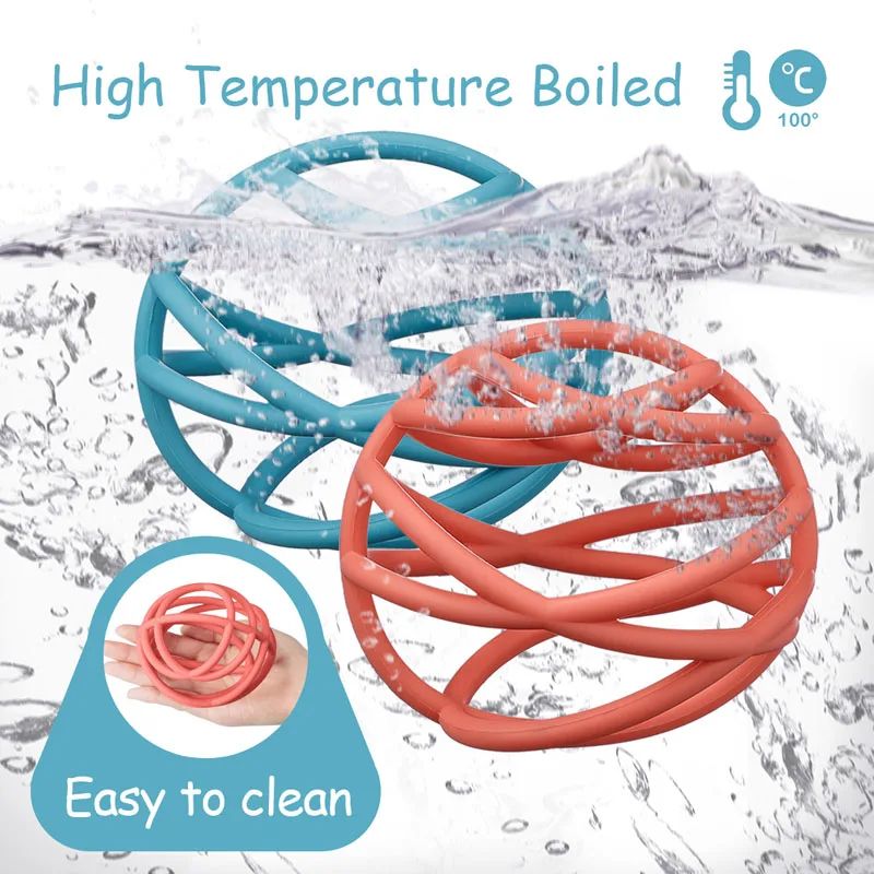 BPAFree Silicone Teether Ball Safe Baby Teething Toy For Soothing Relief 5