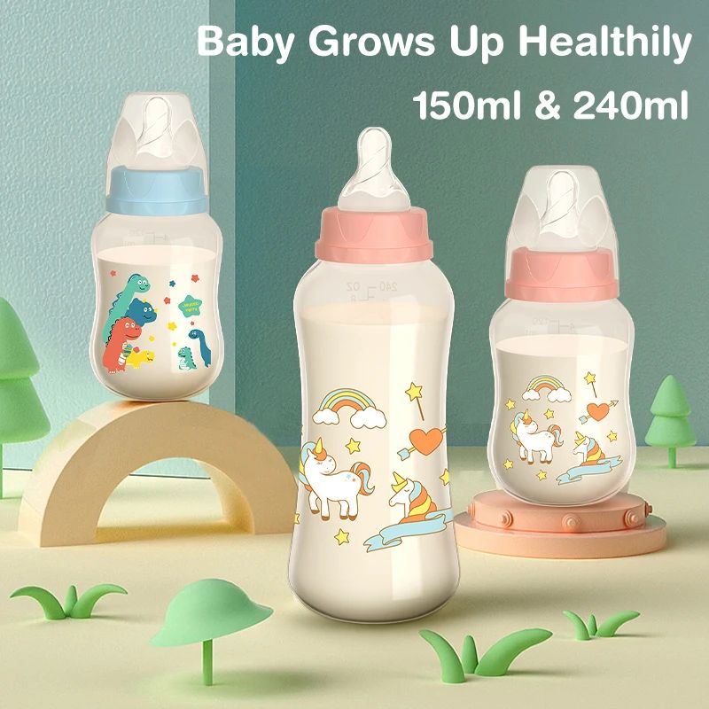360 Gravity Straw Baby Bottle With Handle AntiColic Newborn Feeding Bottle 5