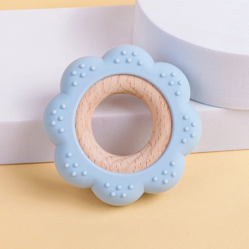 ComfortGrip Baby Teething Ring BPAFree Silicone Teether For Babies Newborn Relief 9