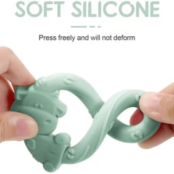 cartoon animal baby teether set – soft silicone teething toy rings for infant gum relief (3-pack)