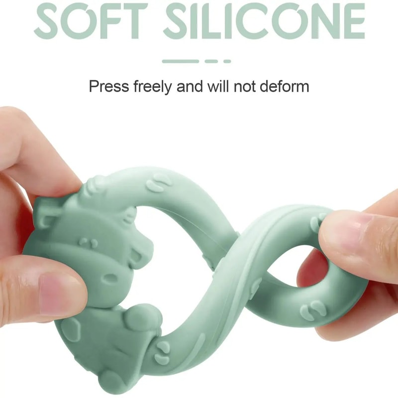 Cartoon Animal Baby Teether Set Soft Silicone Teething Toy Rings For Infant Gum Relief 3Pack 0