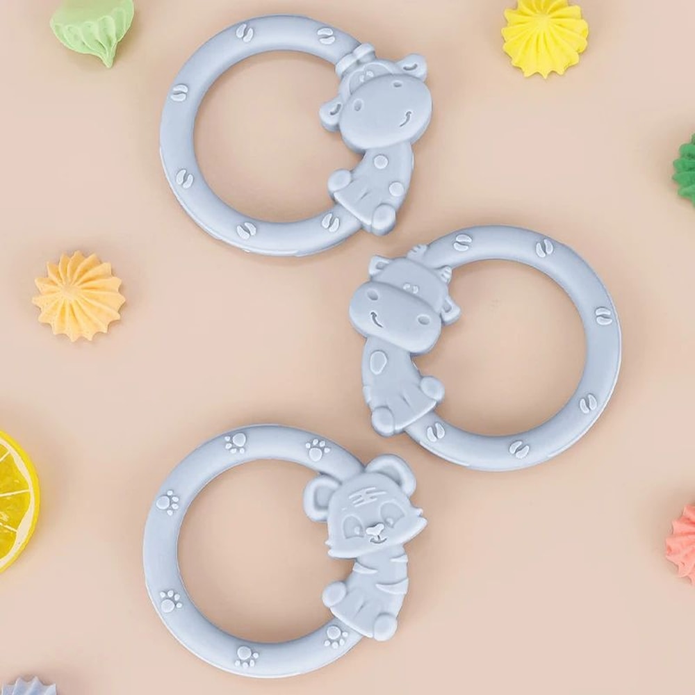 Cartoon Animal Baby Teether Set Soft Silicone Teething Toy Rings For Infant Gum Relief 3Pack 6