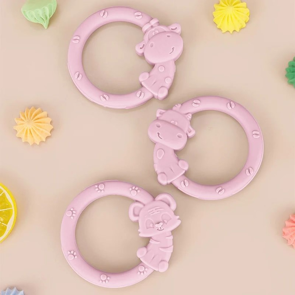 Cartoon Animal Baby Teether Set Soft Silicone Teething Toy Rings For Infant Gum Relief 3Pack 7