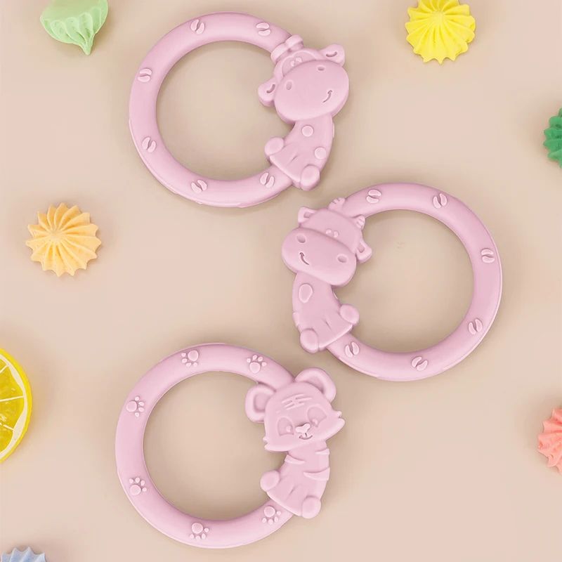 Cartoon Animal Baby Teether Set Soft Silicone Teething Toy Rings For Infant Gum Relief 3Pack 7