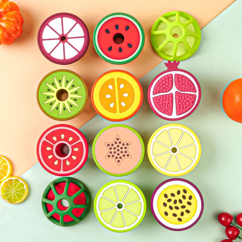 Fruit Shape Silicone Baby Teether For Gentle Gum Relief Sensory Play 5