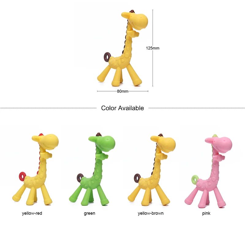 MamiJoy Silicone Giraffe Baby Teether BPAFree Soothing Teething Toy 5