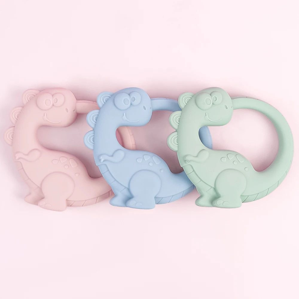 DinoSoft Silicone Baby Teether Bracelet Set BPAFree Dinosaur Teething Toy For Infants 3