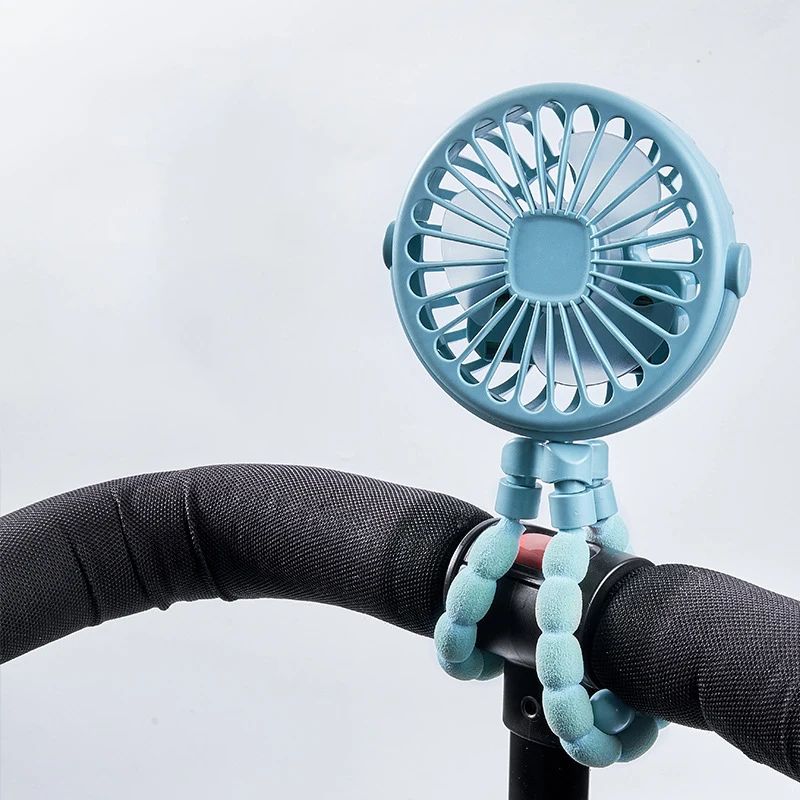 3Speed Stroller Fan With LED Light Phone Holder Portable USB Baby Cooling Clip Fan 8