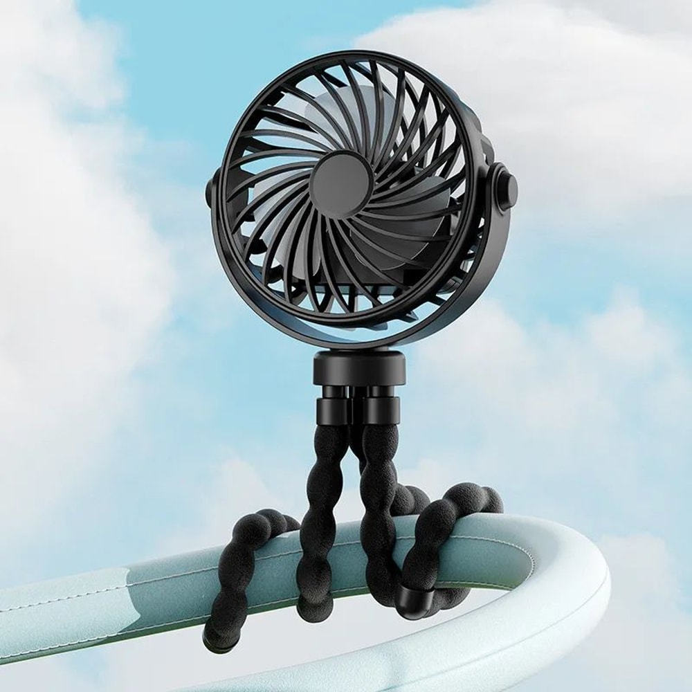 3Speed Stroller Fan With LED Light Phone Holder Portable USB Baby Cooling Clip Fan 6