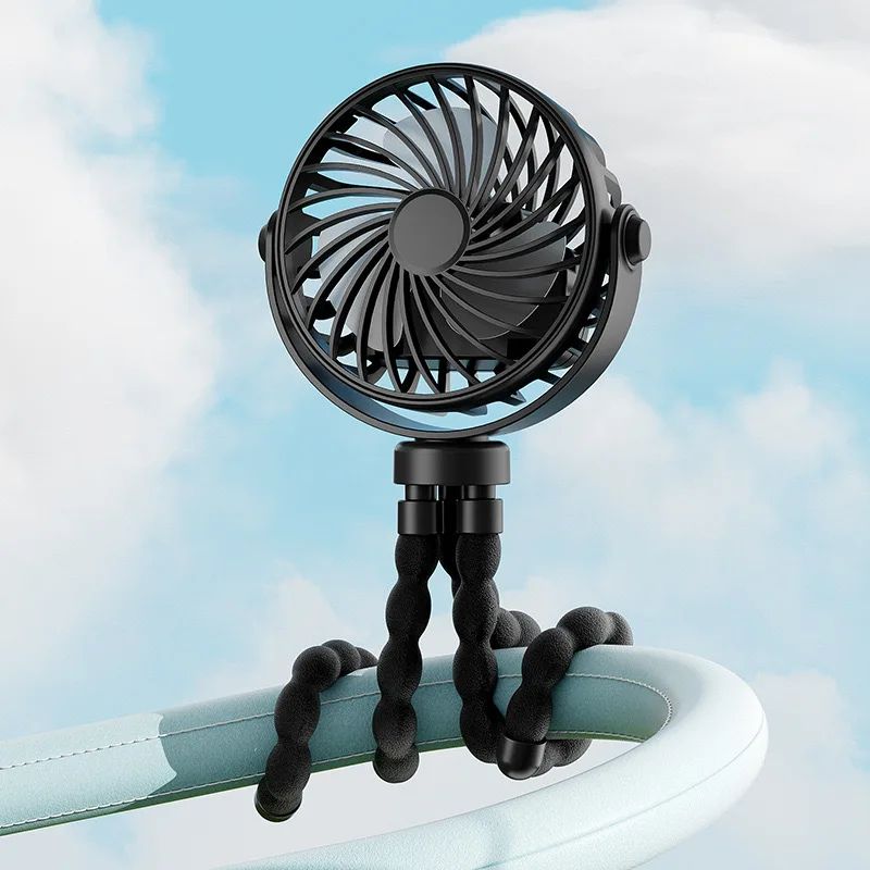 3Speed Stroller Fan With LED Light Phone Holder Portable USB Baby Cooling Clip Fan 6