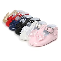 meckior baby girl dress shoes with bowknot – anti-slip toddler first walker shoes