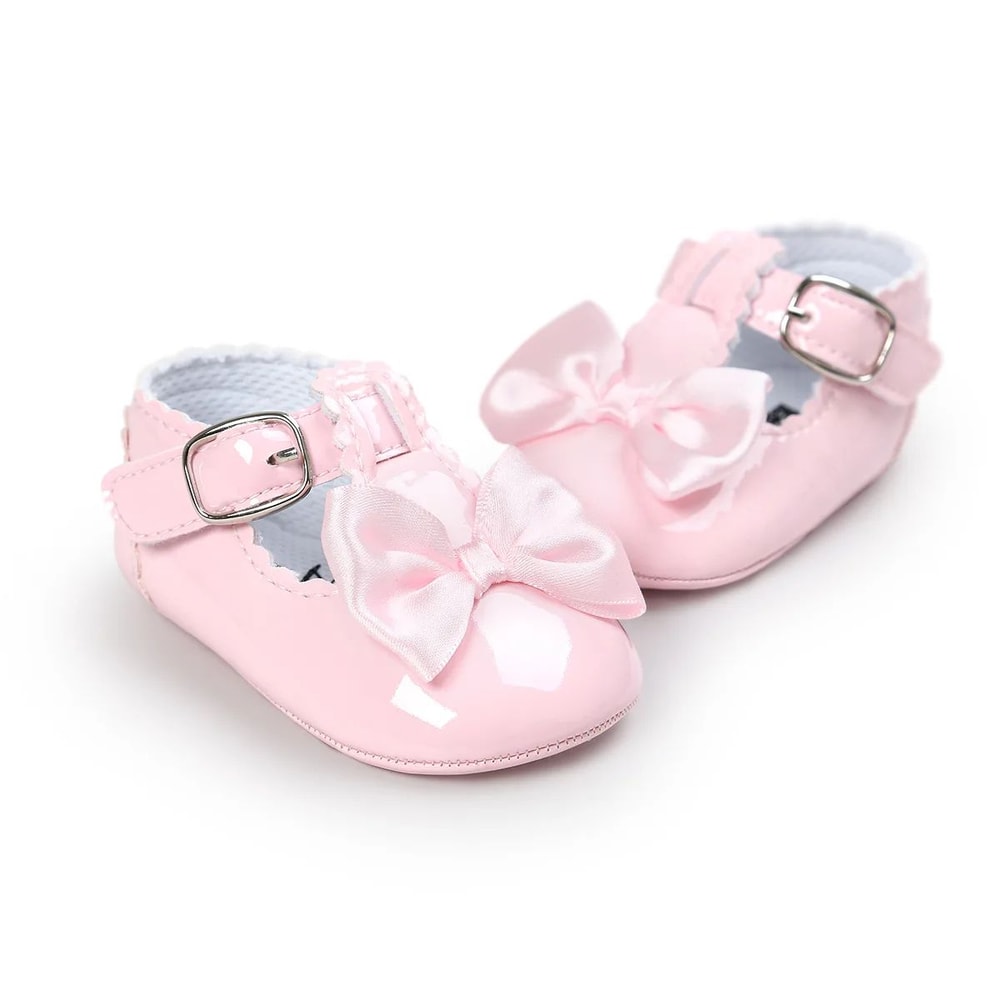 Meckior Baby Girl Dress Shoes With Bowknot AntiSlip Toddler First Walker Shoes 4