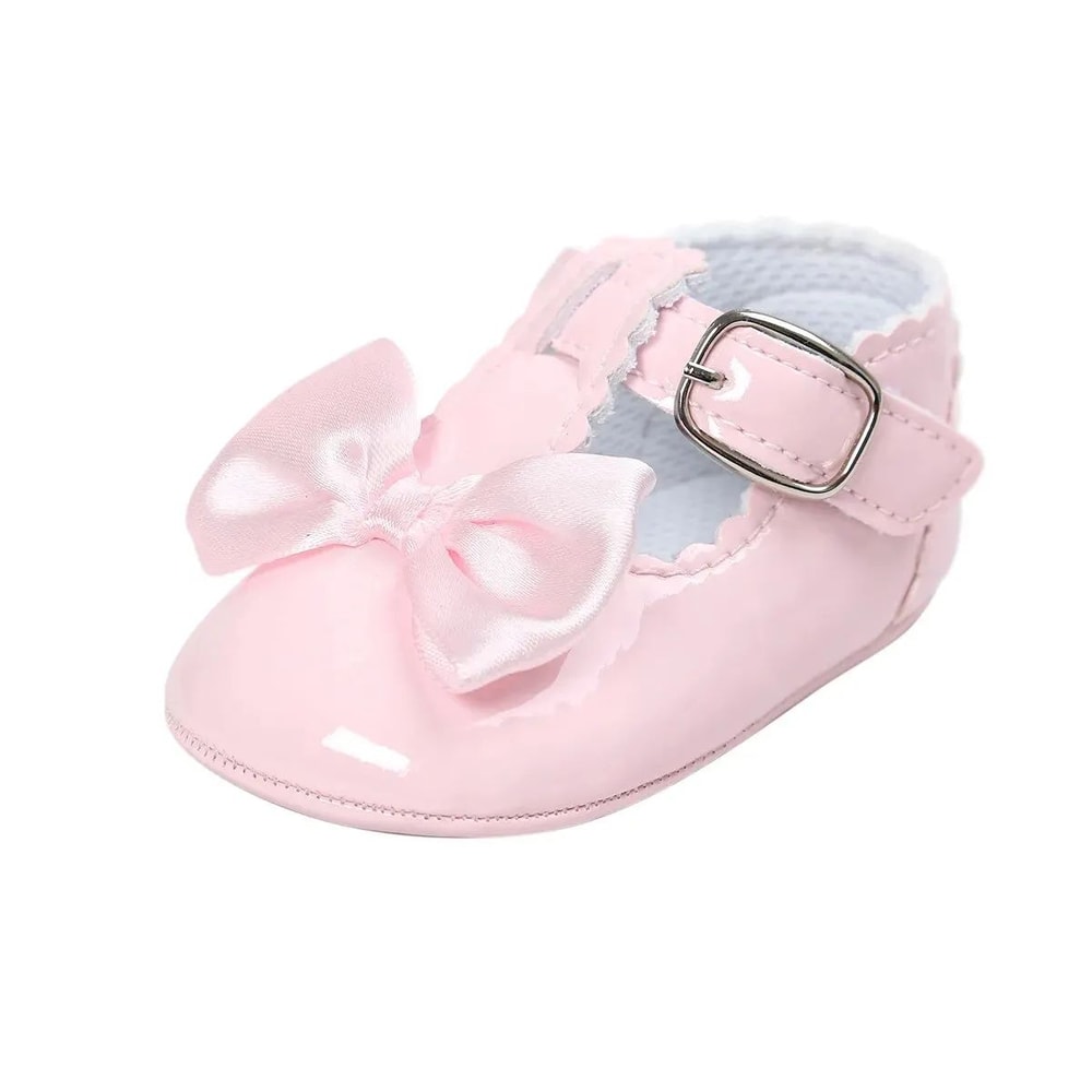 Meckior Baby Girl Dress Shoes With Bowknot AntiSlip Toddler First Walker Shoes 8