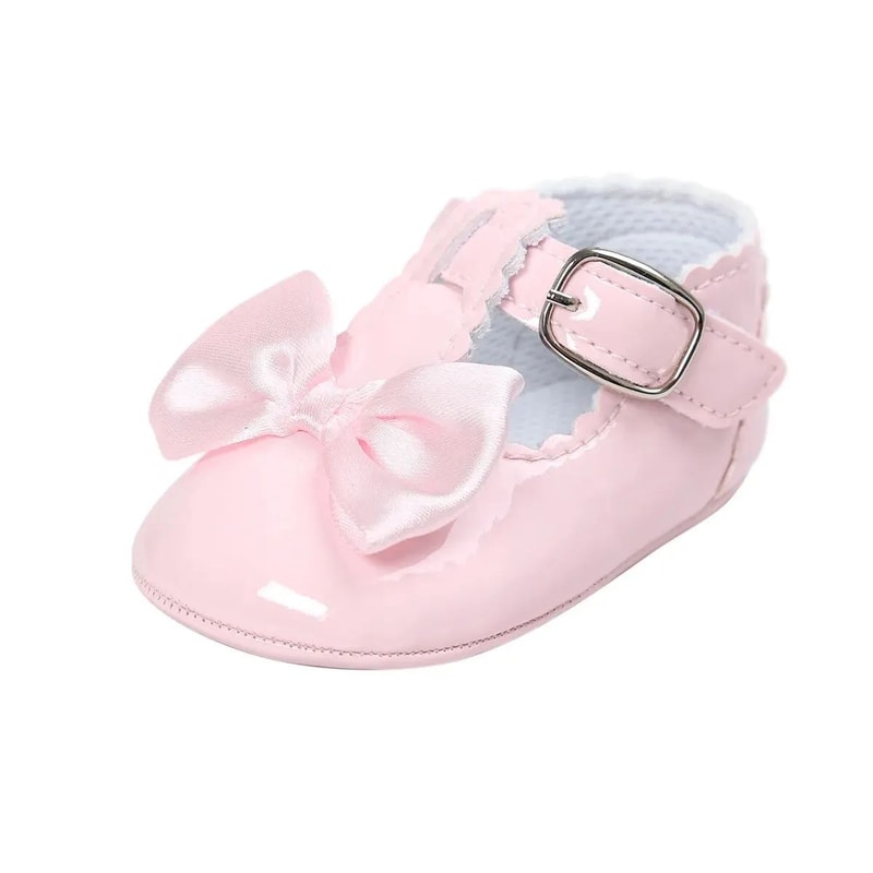 Meckior Baby Girl Dress Shoes With Bowknot AntiSlip Toddler First Walker Shoes 8