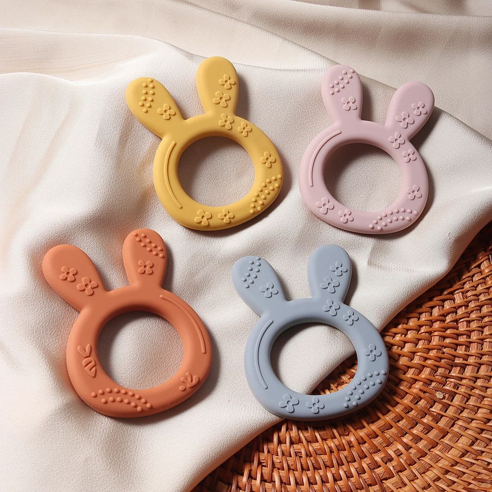 Carrot Bunny Silicone Baby Teether BPAFree Sensory Teething Toy For Infants 0