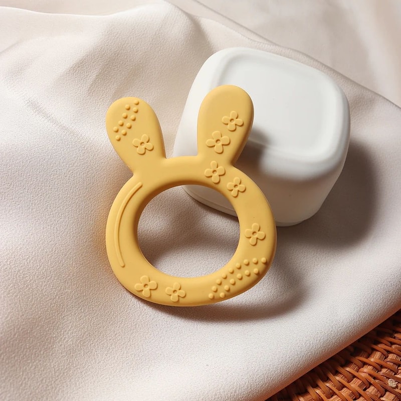 Carrot Bunny Silicone Baby Teether BPAFree Sensory Teething Toy For Infants 8