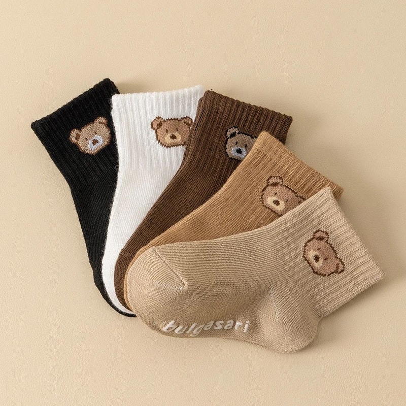 SoftGrip Baby Ankle Socks 5Pack Nonslip Baby Socks With Cute Bear Design For All Seasons 3