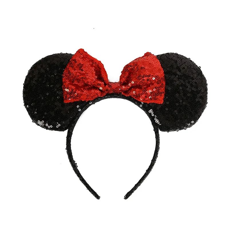 Disney Minnie Mouse Ears Headband Plush Polka Dot Bow Hair Hoop 2