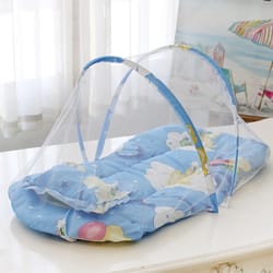 foldable portable baby crib with mosquito net and cushion – lightweight infant travel bed