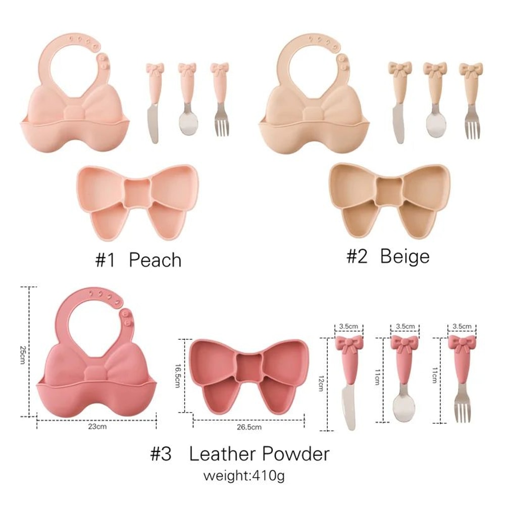 Silicone Baby Feeding Set BPA Free NonSlip Bowl Baby Weaning Utensils 5