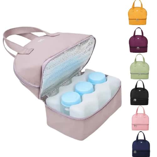 Portable Breast Milk Cooler Bag with Double-Layer Insulation for On-the-Go Moms