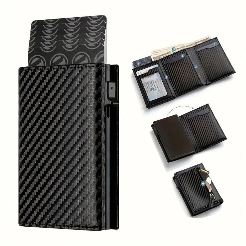 PopUp RFID Blocking Minimalist Mens Wallet With Zipper Coin Pocket 2