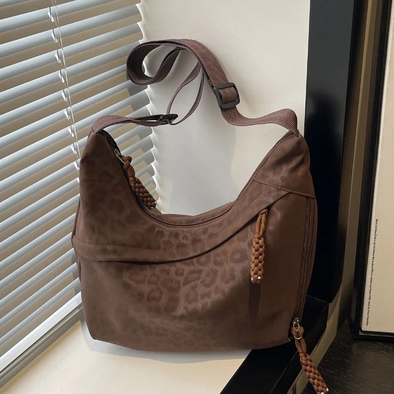 Leopard Print Crossbody Bag Large Capacity Womens Hobo Shoulder Bag 0