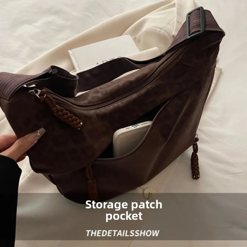 Leopard Print Crossbody Bag Large Capacity Womens Hobo Shoulder Bag 4