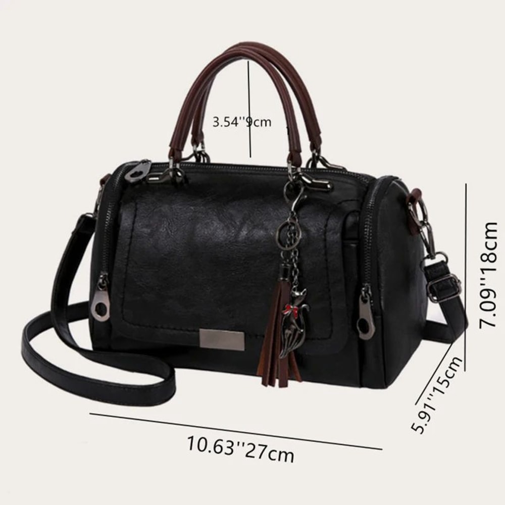 Tassel Accent Large Capacity Shoulder Bag For Women With Removable Strap 5