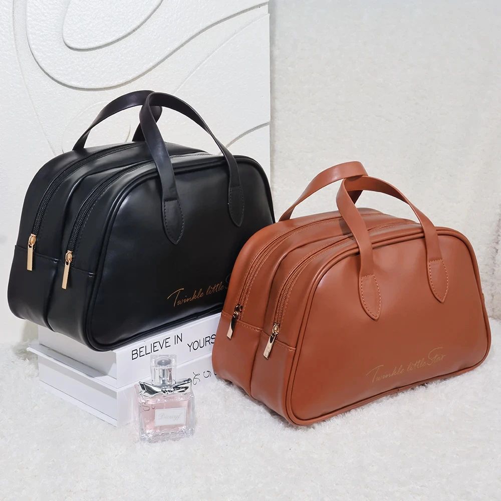 Double Layer Travel Cosmetic Bag Large Capacity Waterproof Makeup Organizer For Women 1